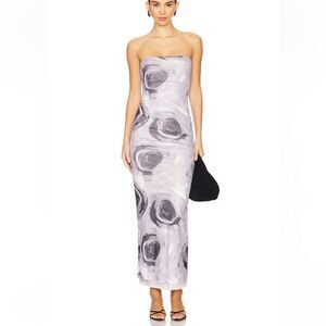 More To Come Oksana Gown Black Floral
Mesh Strapless Rose Dress Revolve XS